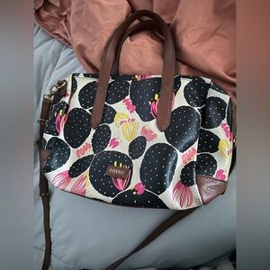 Fossil Haley Satchel - Cactus Print